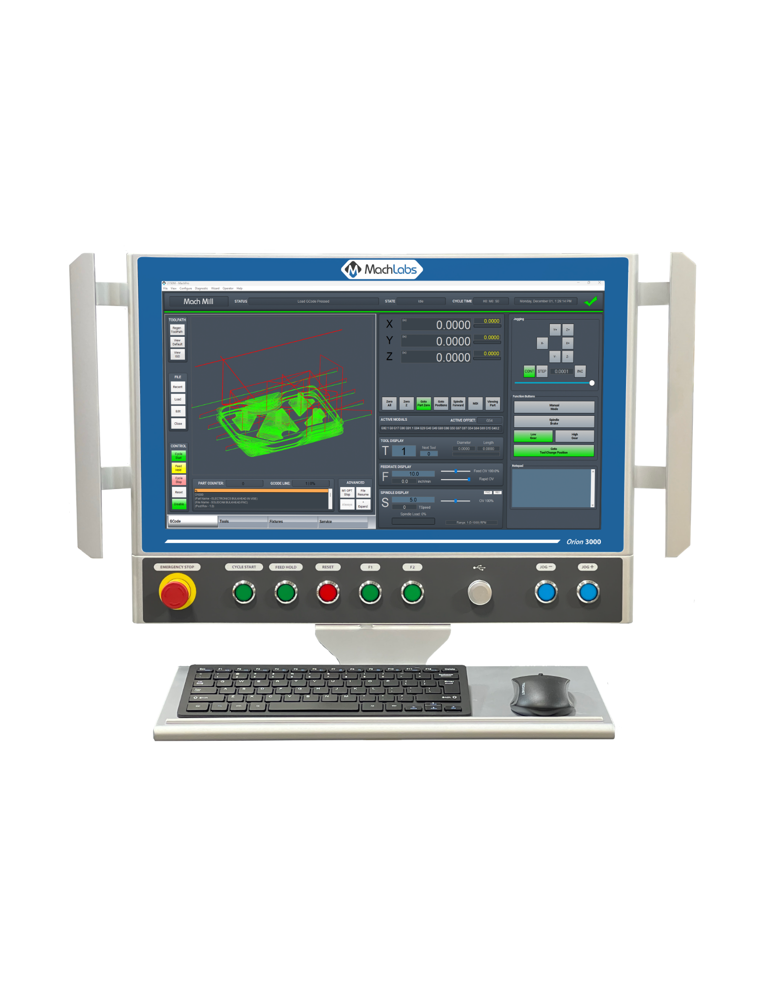 Orion 3000 CNC Control with MachPro Mill Portrait View